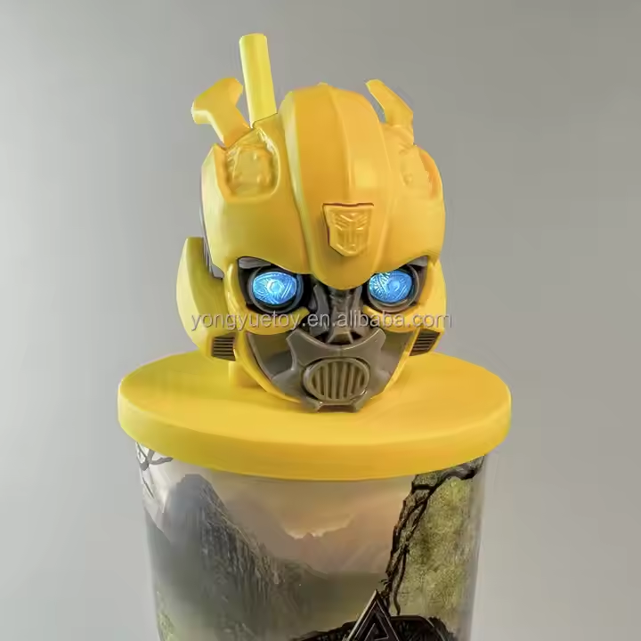 Custom 3D Plastic Cup with Light up Top 32oz Cold Drink Ice Cream Cake Cups with Straw and Figure Topper