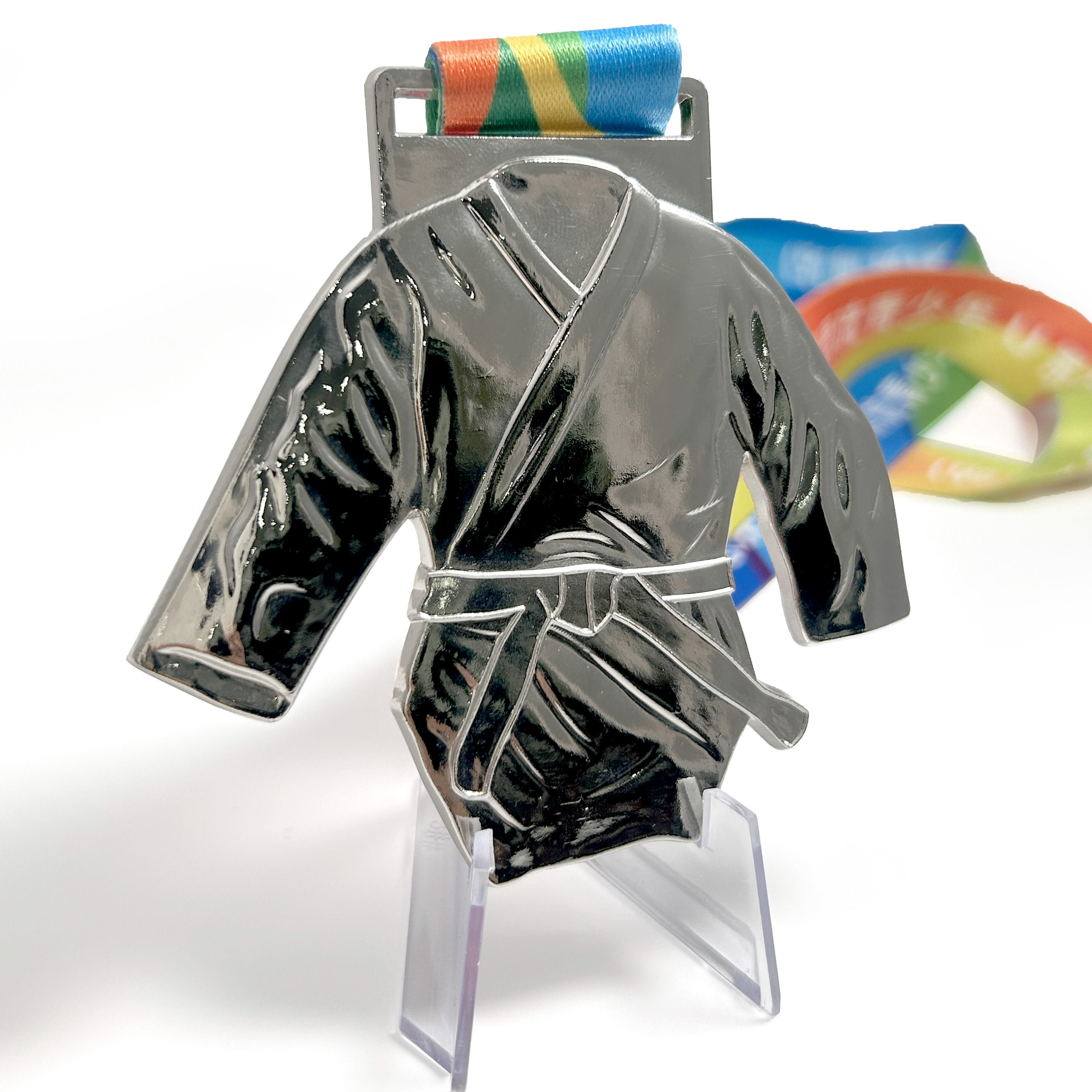 Manufacturer Custom 3D Silver Blank Metal Sport Medal Kung Fu Karate Taekwondo Medals With Ribbon