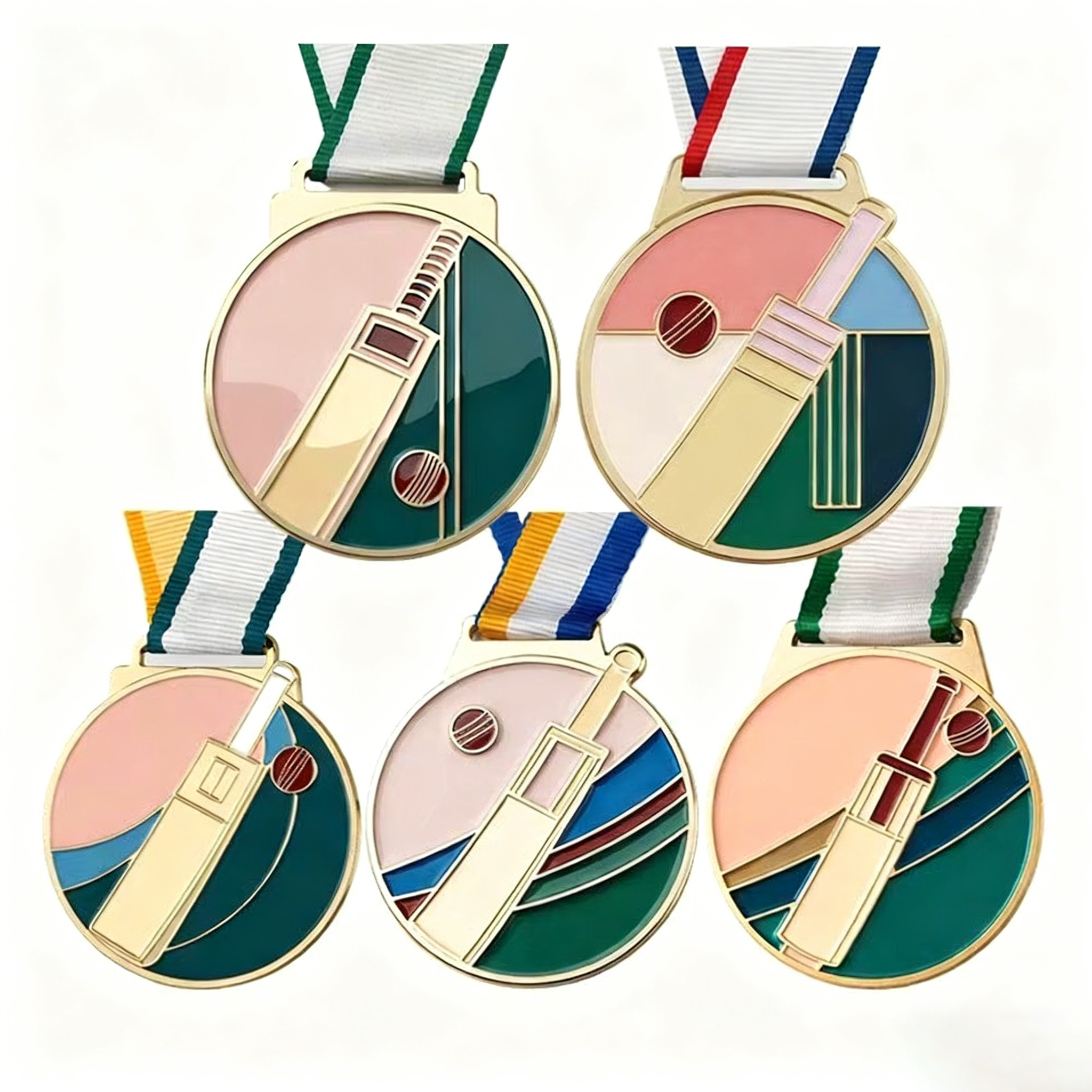 Customized soft and hard enamel cricket club competition trophies and medals