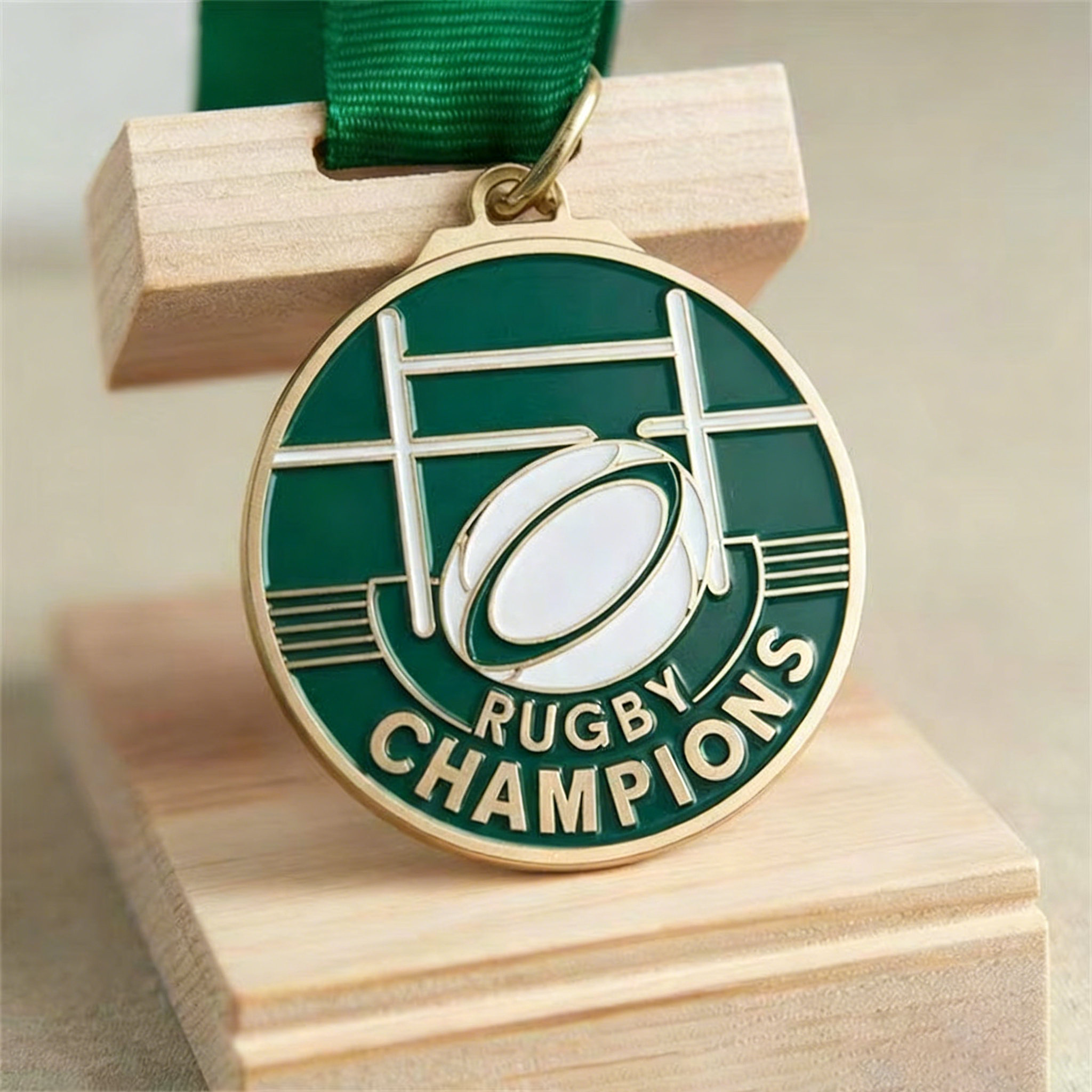 European-style Rugby League Medal, Enamelled Enamelled Medal with Relief of Field Lines, Metal Medal for School Rugby Games
