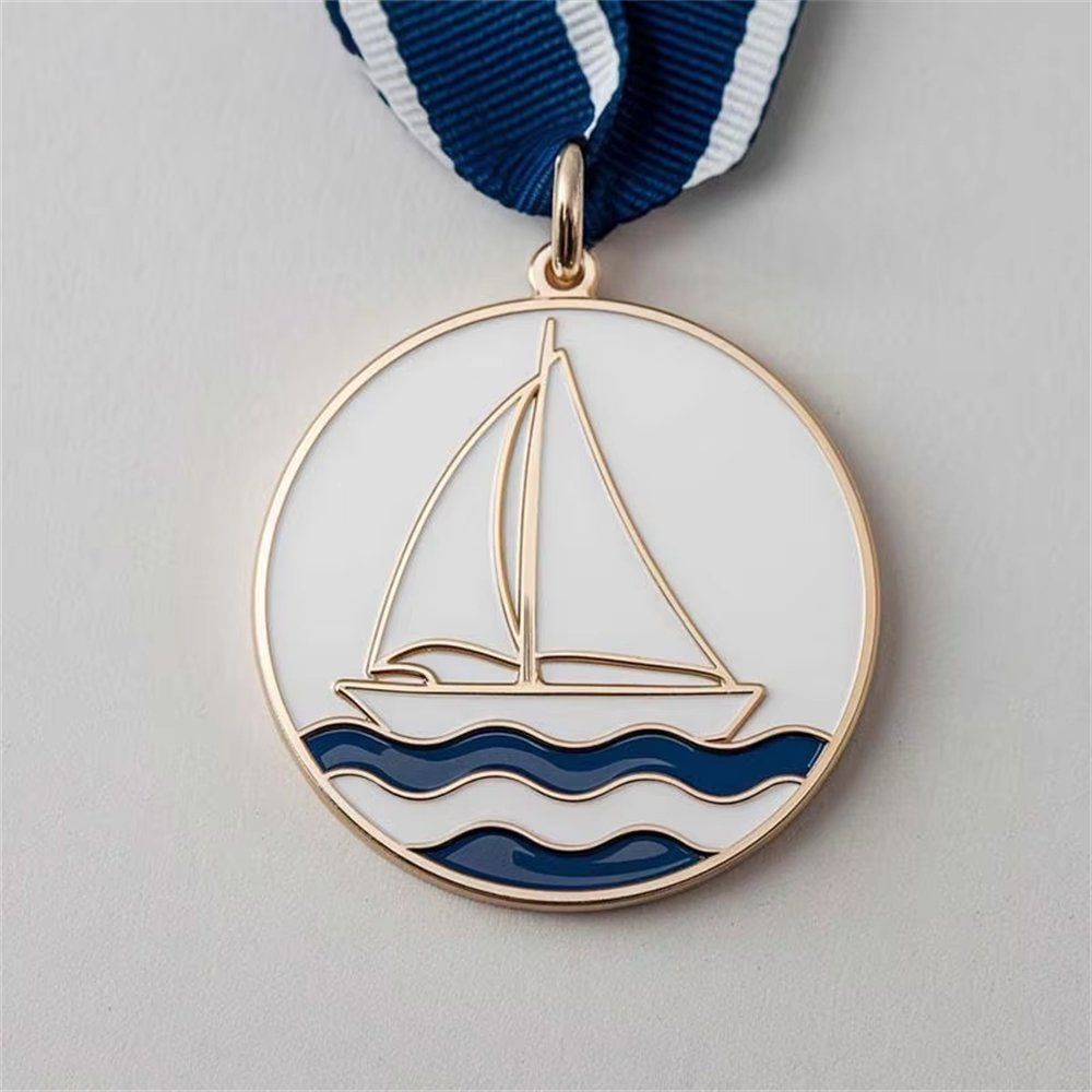 Wholesale and custom soft and hard enamel sailing medals, sports club competition trophies and medals