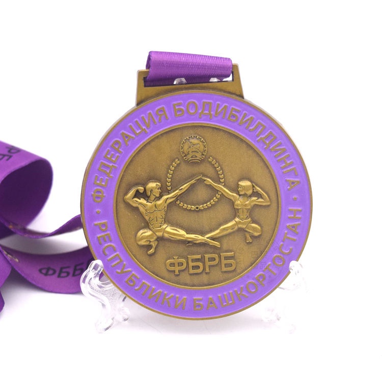 Factory Customized Gold Silver 3D Russian Bodybuilding Competition Medal Weightlifting Competition Awards for Sports Events