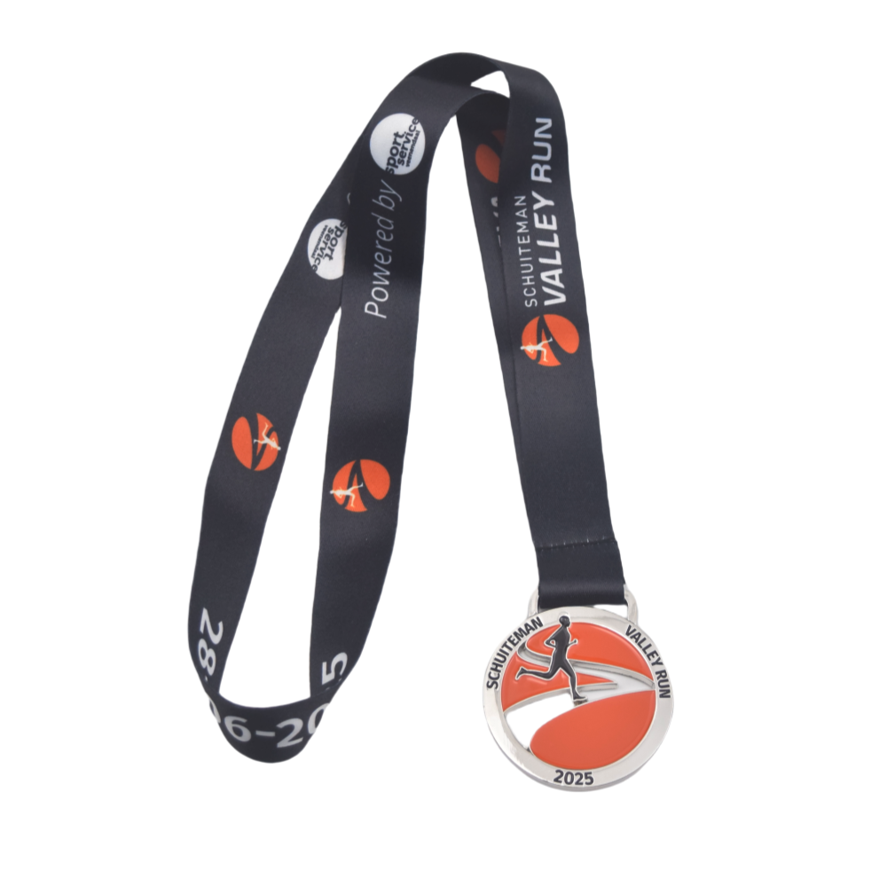 Factory Customized High Quality Zinc Alloy Shiny Silver Hollow Netherlands Schuiteman Finisher Valley Running Medal for Event