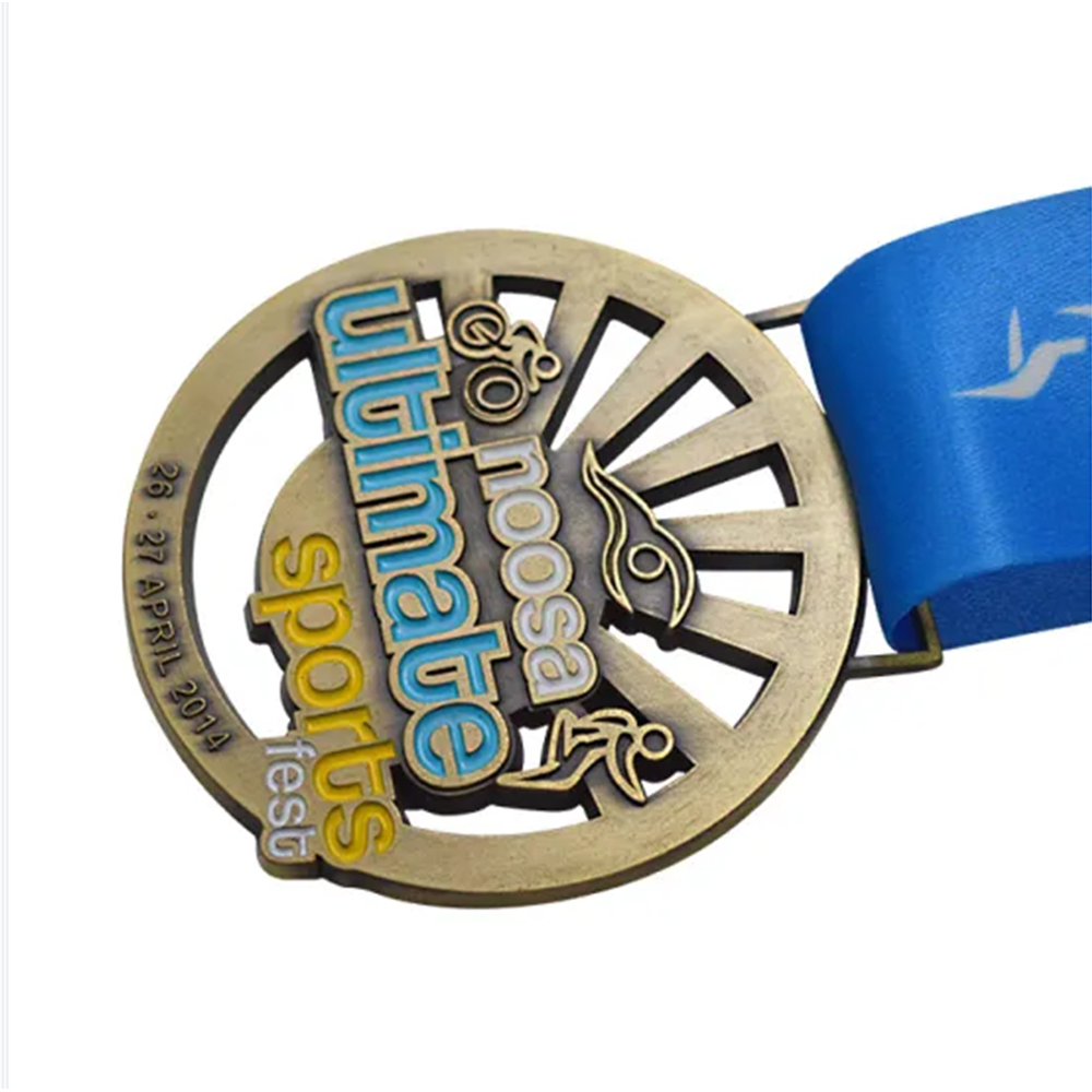 Customized sports medals for gymnastics and dance, featuring UV screen printing and embossed design; ideal for business gifts.