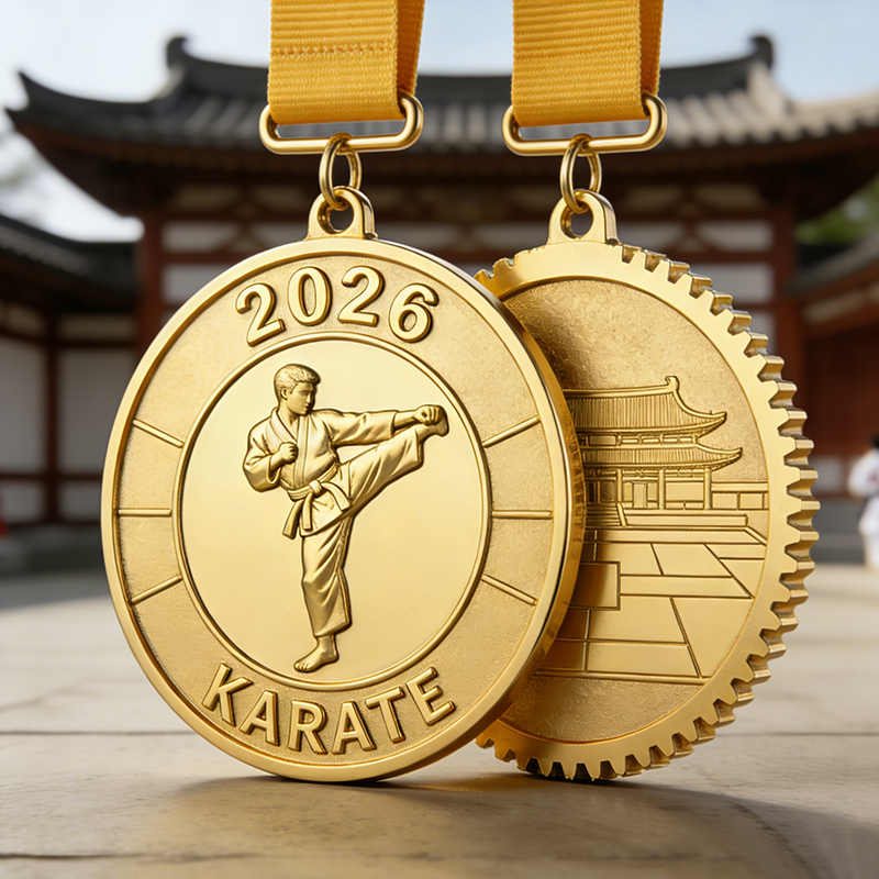 Custom logo metal gold medals for swimming, track and field, Muay Thai, anime, karate, Tai Chi, gymnastics, cricket, fun run medals, and basketball medals.