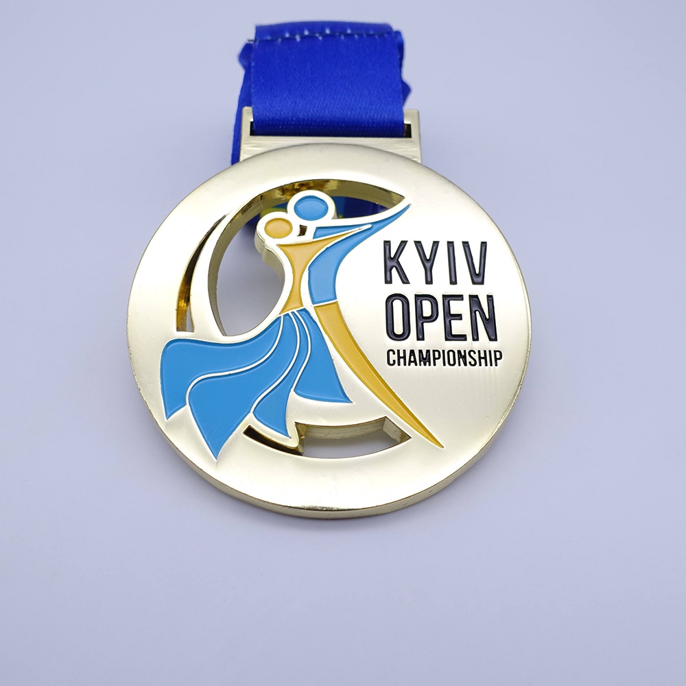 Custom logo blank round zinc alloy die-cast gold enamel medal, award, 3D sports metal competition bodybuilding Latin dance medal