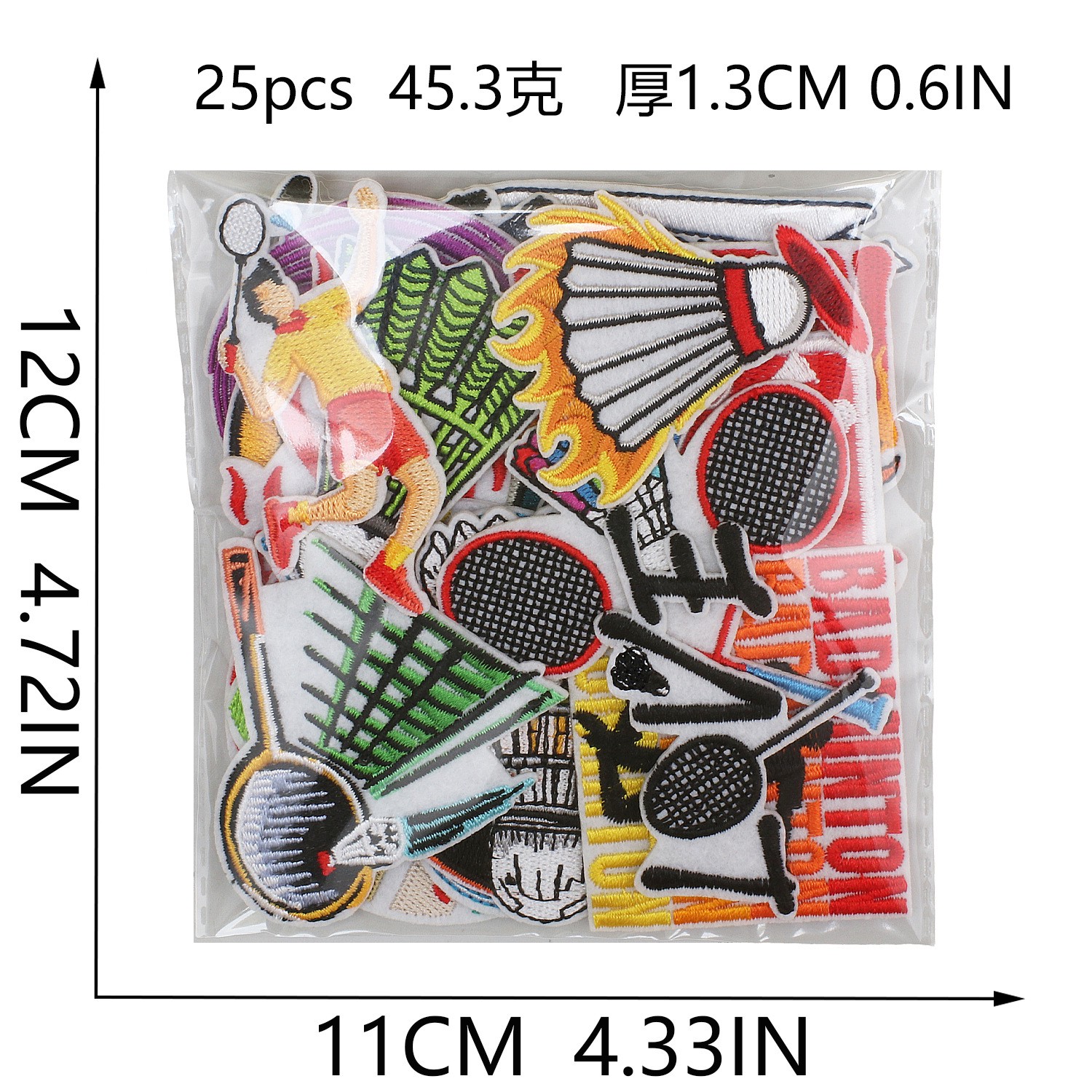 Sports-style embroidered fabric patches, sunglasses, badminton shuttlecock patches, racket embroidery pieces, badminton shuttlecock letter embroidery badges