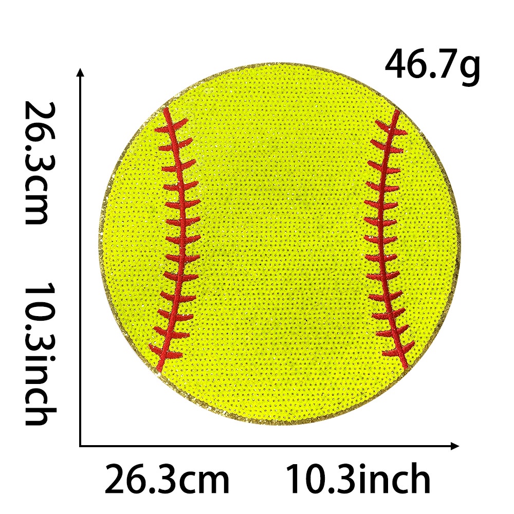 Extra Large 28cm Sequin Embroidery Patch for Balls, Sequins, Baseballs, DIY Adhesive-Backed Clothing and Backpack Patches