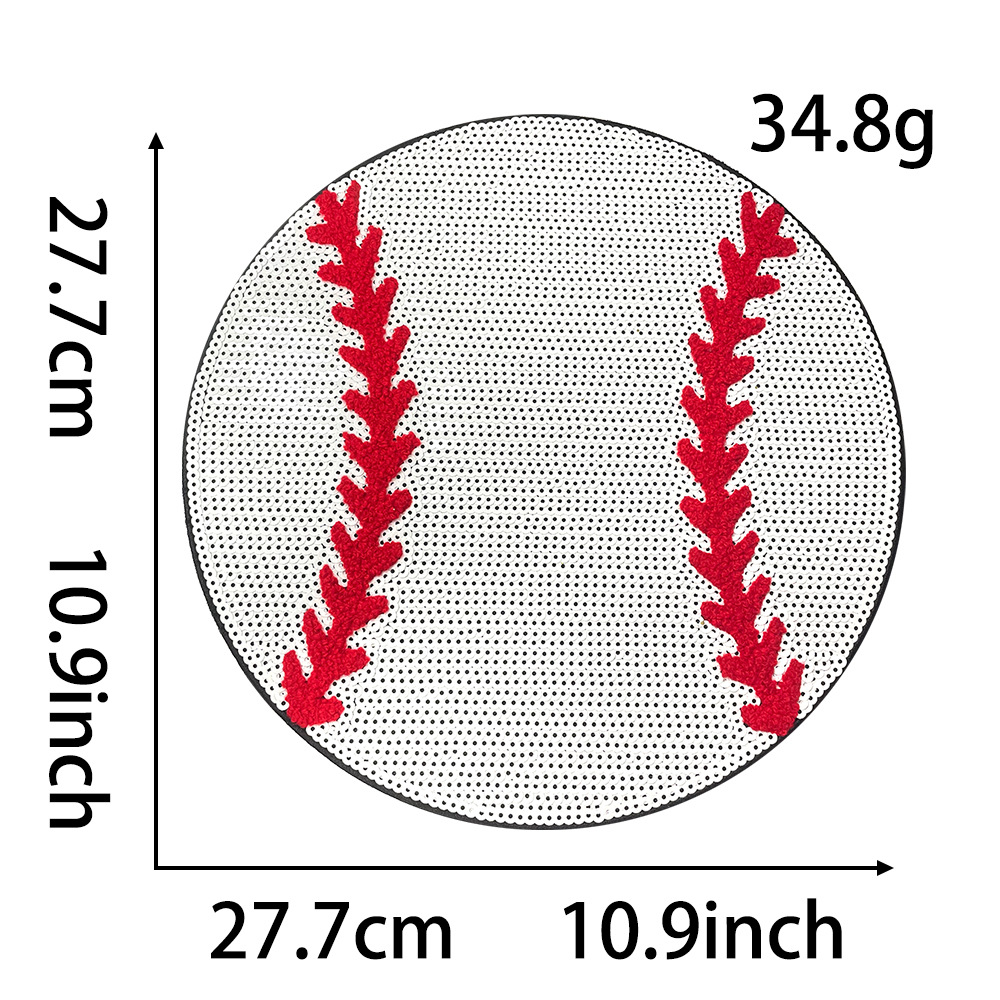 Extra Large 28cm Sequin Embroidery Patch for Balls, Sequins, Baseballs, DIY Adhesive-Backed Clothing and Backpack Patches