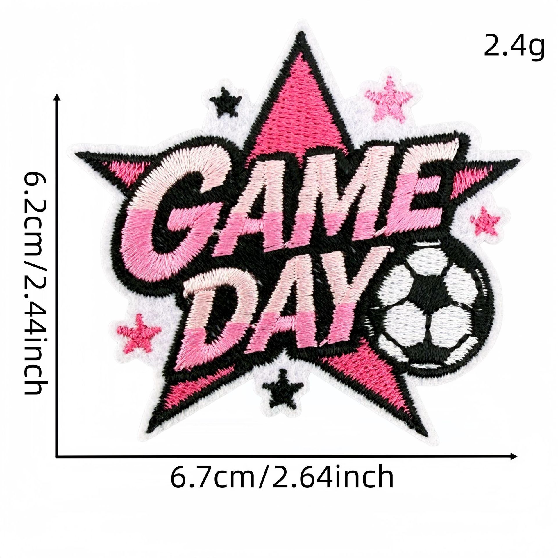 Sporty Pink Soccer Football Embroidered Patch for Clothes and Bags DIY Decorative Patches Computer Embroidery Ironing Hot Melt Glue