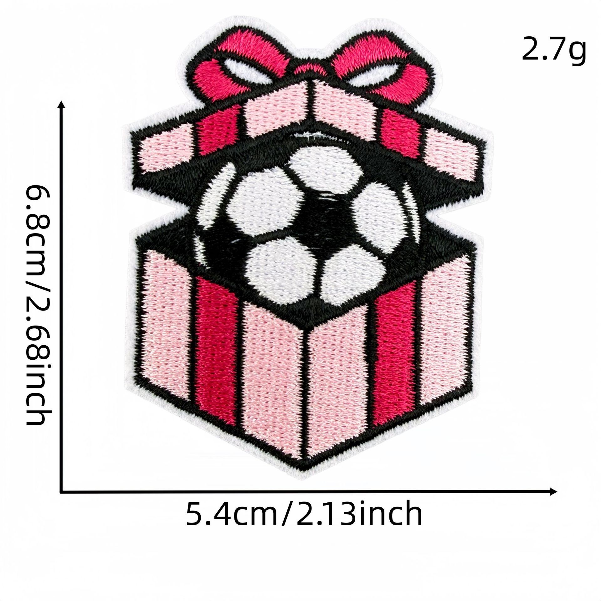 Sporty Pink Soccer Football Embroidered Patch for Clothes and Bags DIY Decorative Patches Computer Embroidery Ironing Hot Melt Glue