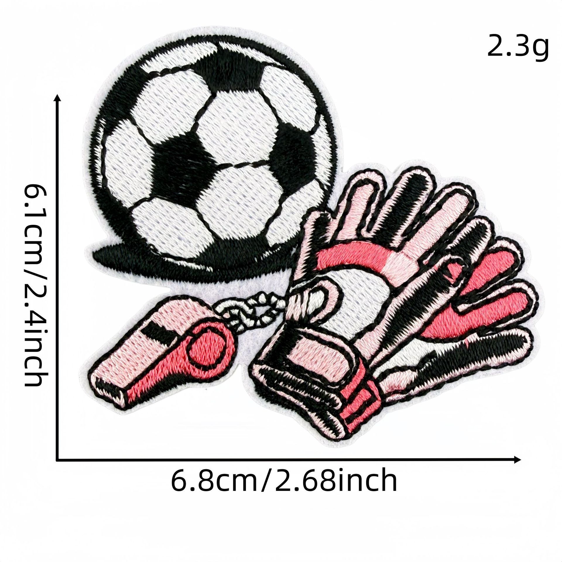 Sporty Pink Soccer Football Embroidered Patch for Clothes and Bags DIY Decorative Patches Computer Embroidery Ironing Hot Melt Glue