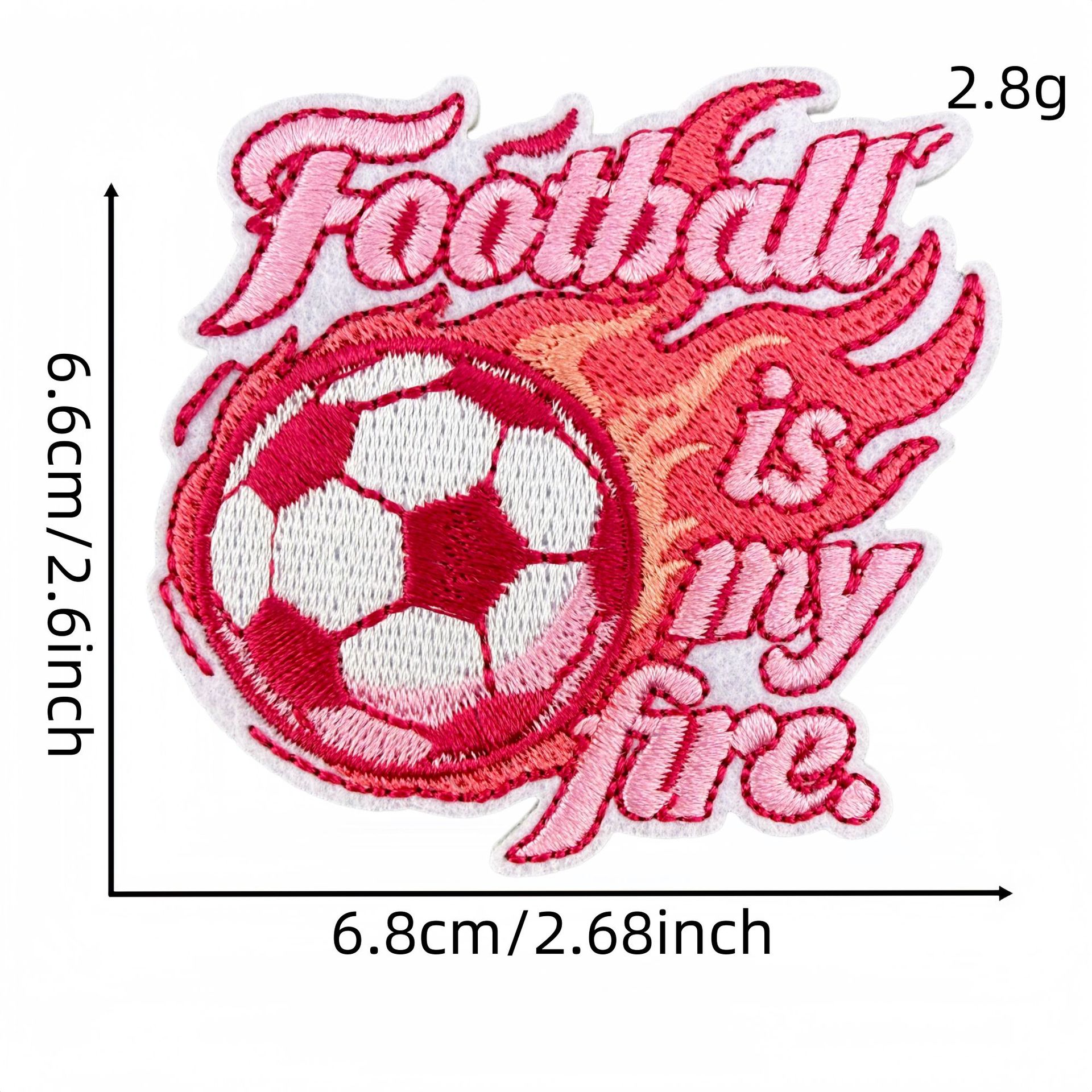 Sporty Pink Soccer Football Embroidered Patch for Clothes and Bags DIY Decorative Patches Computer Embroidery Ironing Hot Melt Glue