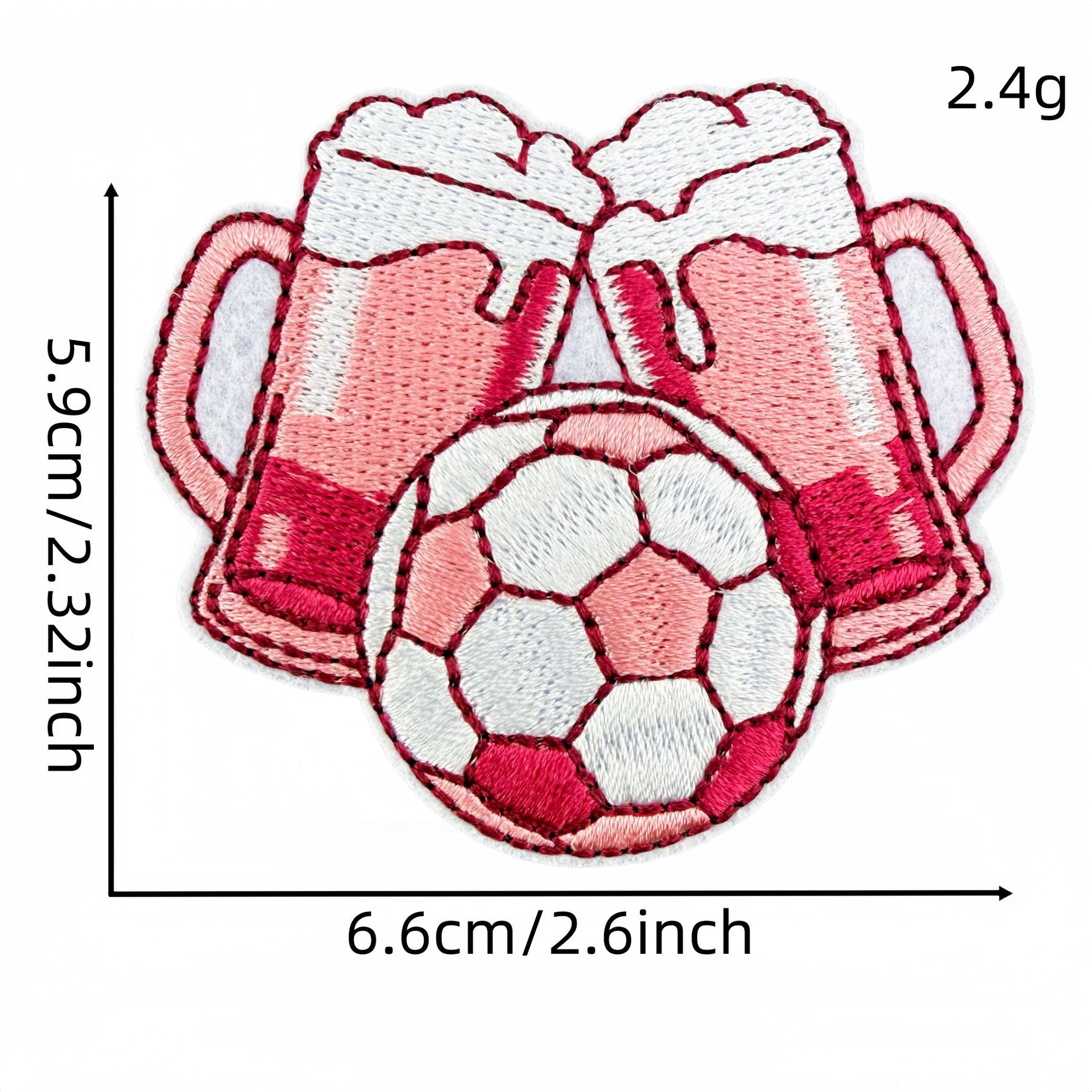 Sporty Pink Soccer Football Embroidered Patch for Clothes and Bags DIY Decorative Patches Computer Embroidery Ironing Hot Melt Glue