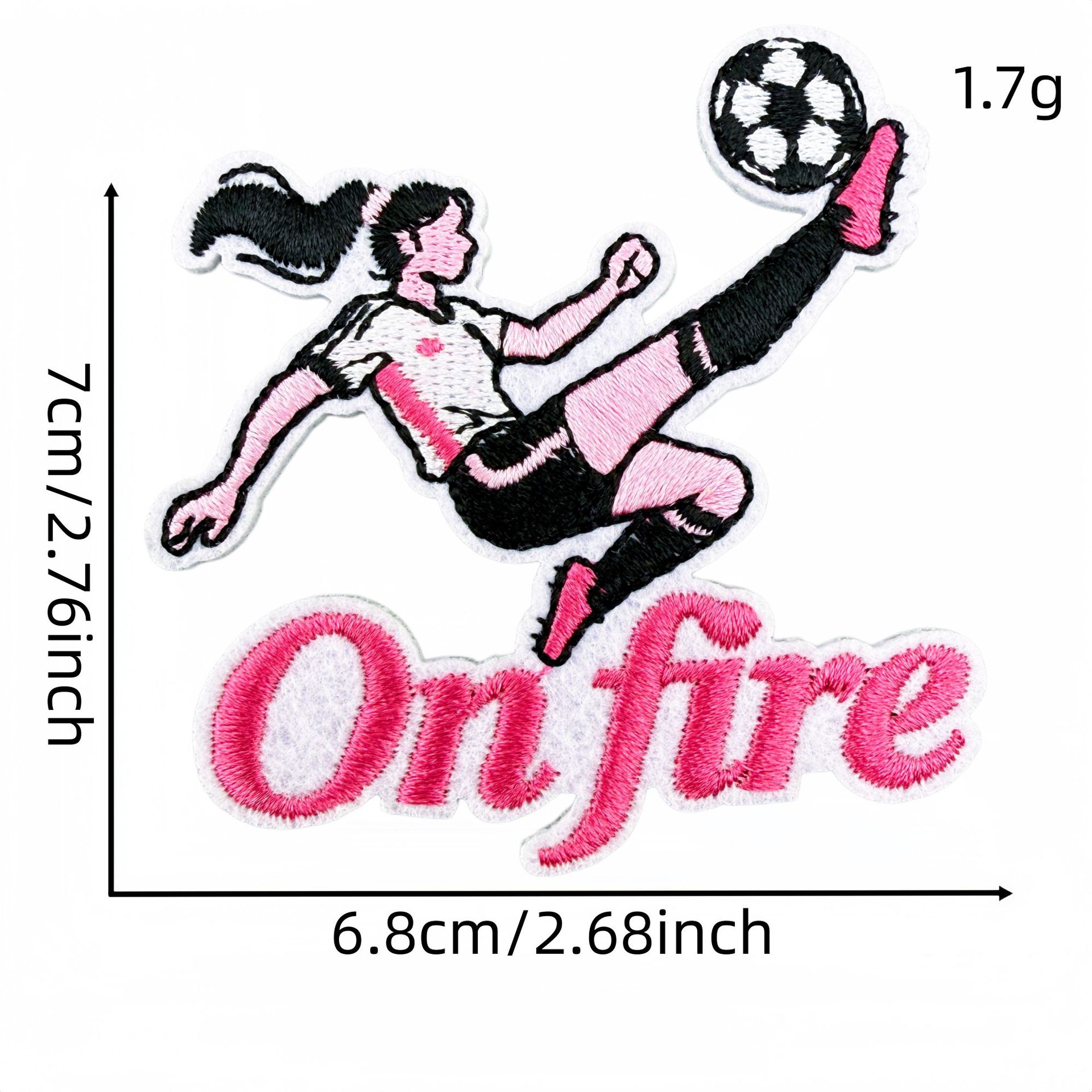 Sporty Pink Soccer Football Embroidered Patch for Clothes and Bags DIY Decorative Patches Computer Embroidery Ironing Hot Melt Glue