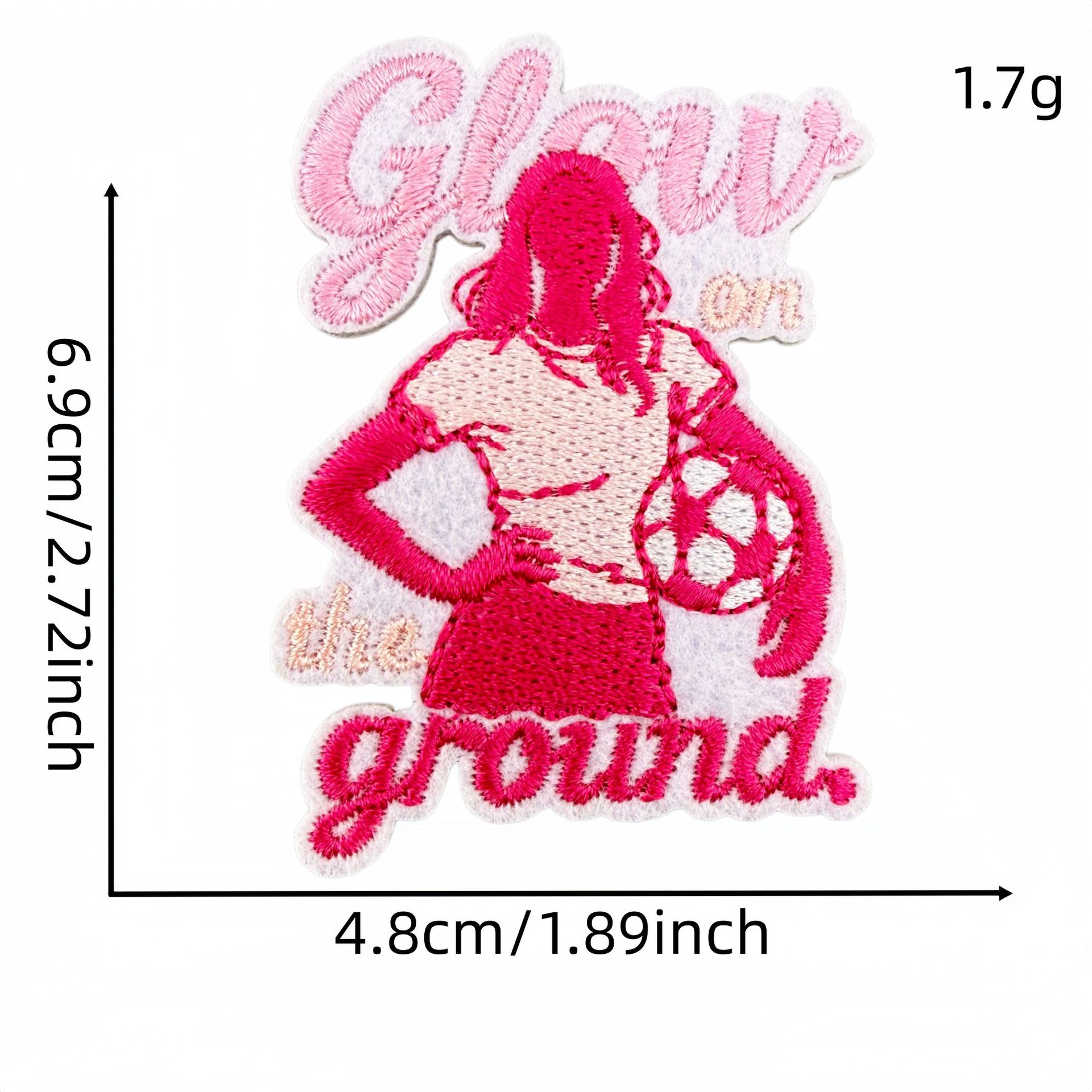 Sporty Pink Soccer Football Embroidered Patch for Clothes and Bags DIY Decorative Patches Computer Embroidery Ironing Hot Melt Glue