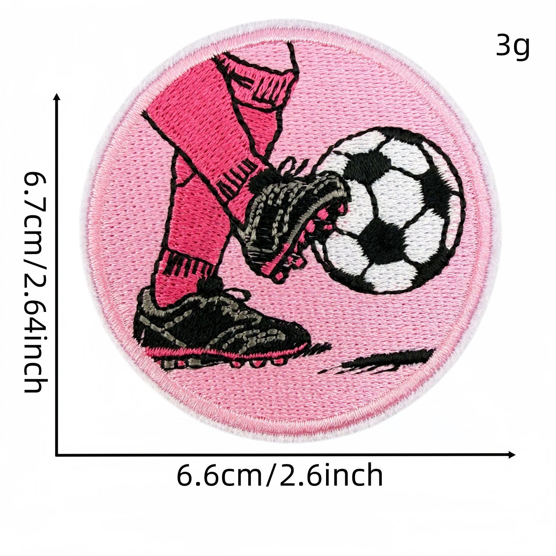 Sporty Pink Soccer Football Embroidered Patch for Clothes and Bags DIY Decorative Patches Computer Embroidery Ironing Hot Melt Glue