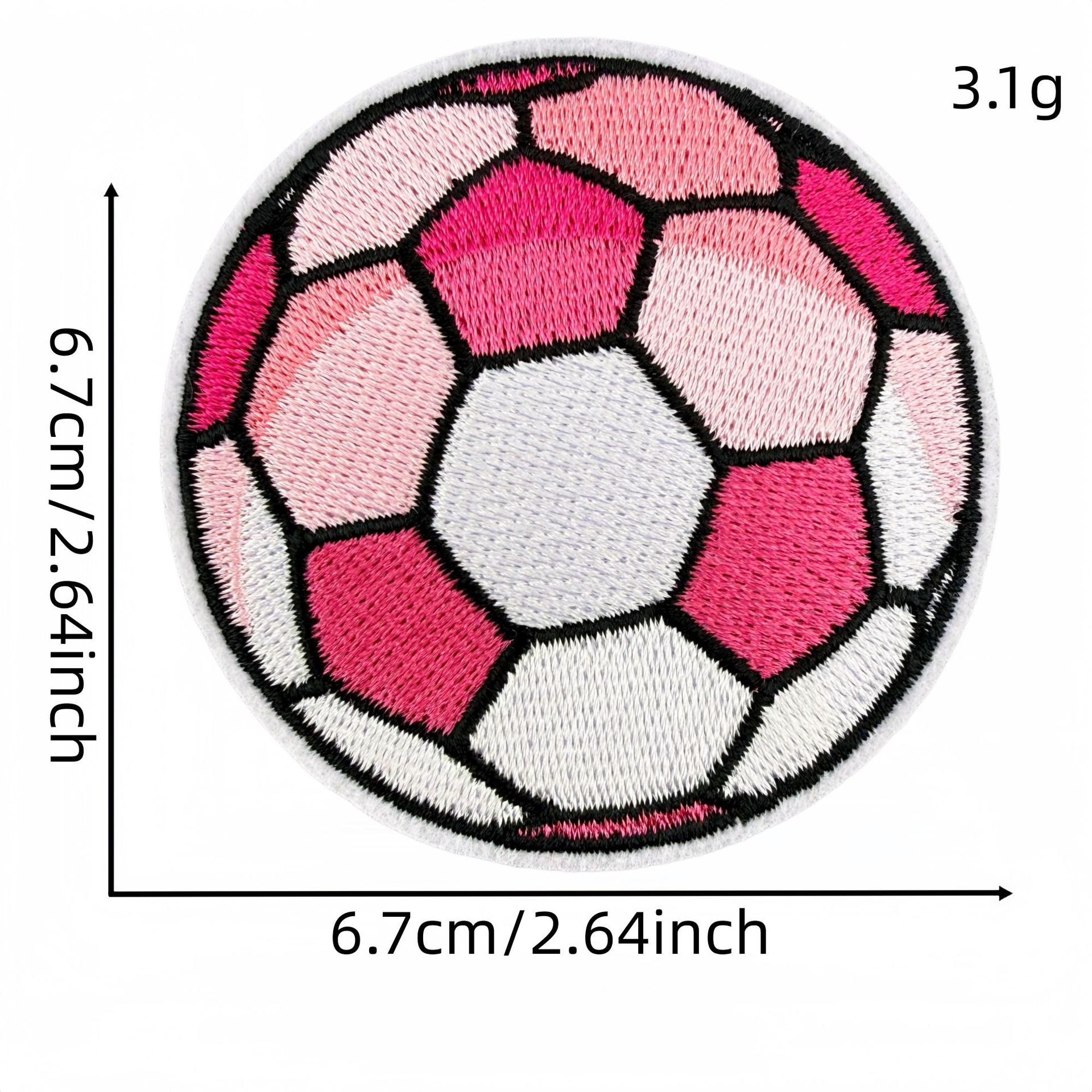 Sporty Pink Soccer Football Embroidered Patch for Clothes and Bags DIY Decorative Patches Computer Embroidery Ironing Hot Melt Glue