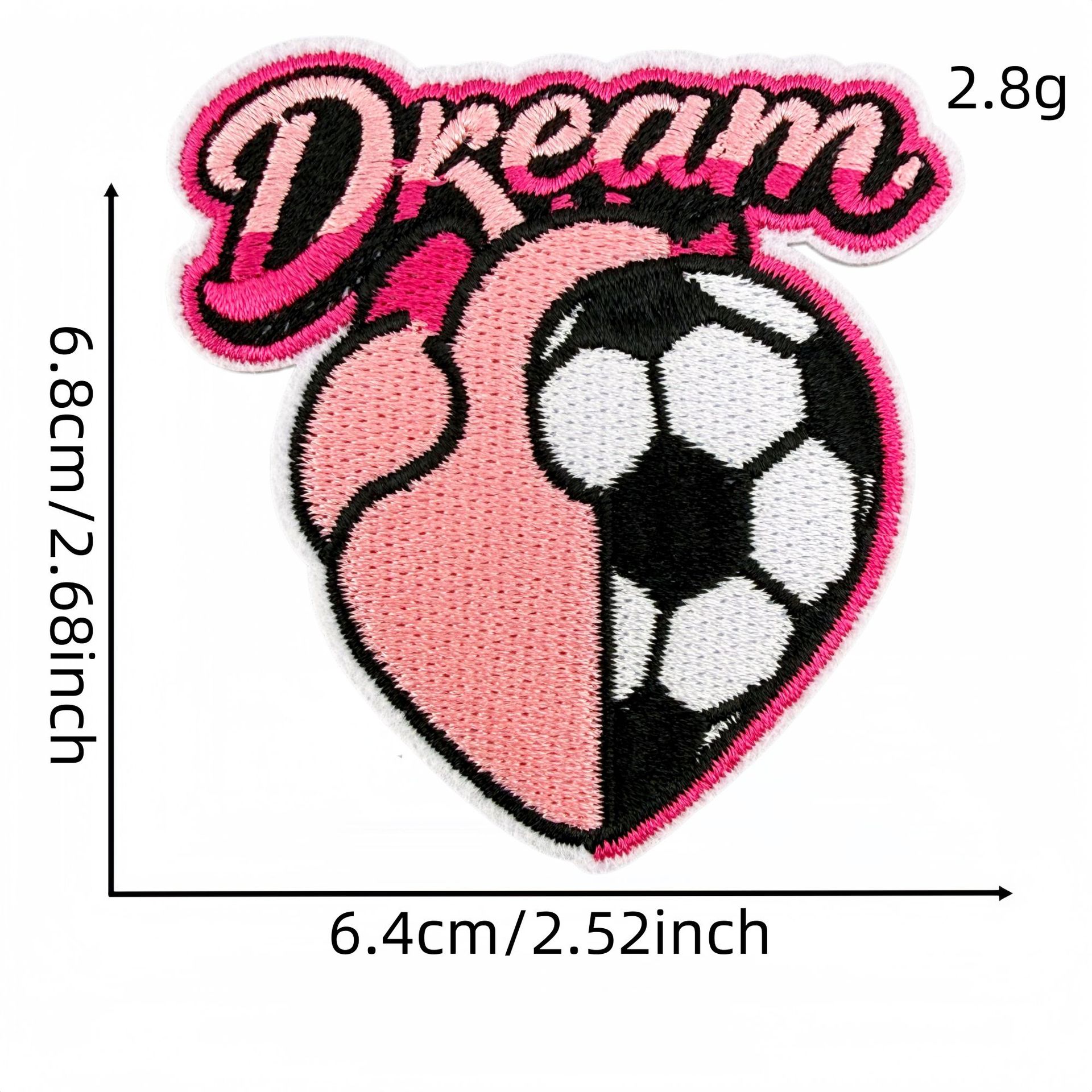 Sporty Pink Soccer Football Embroidered Patch for Clothes and Bags DIY Decorative Patches Computer Embroidery Ironing Hot Melt Glue