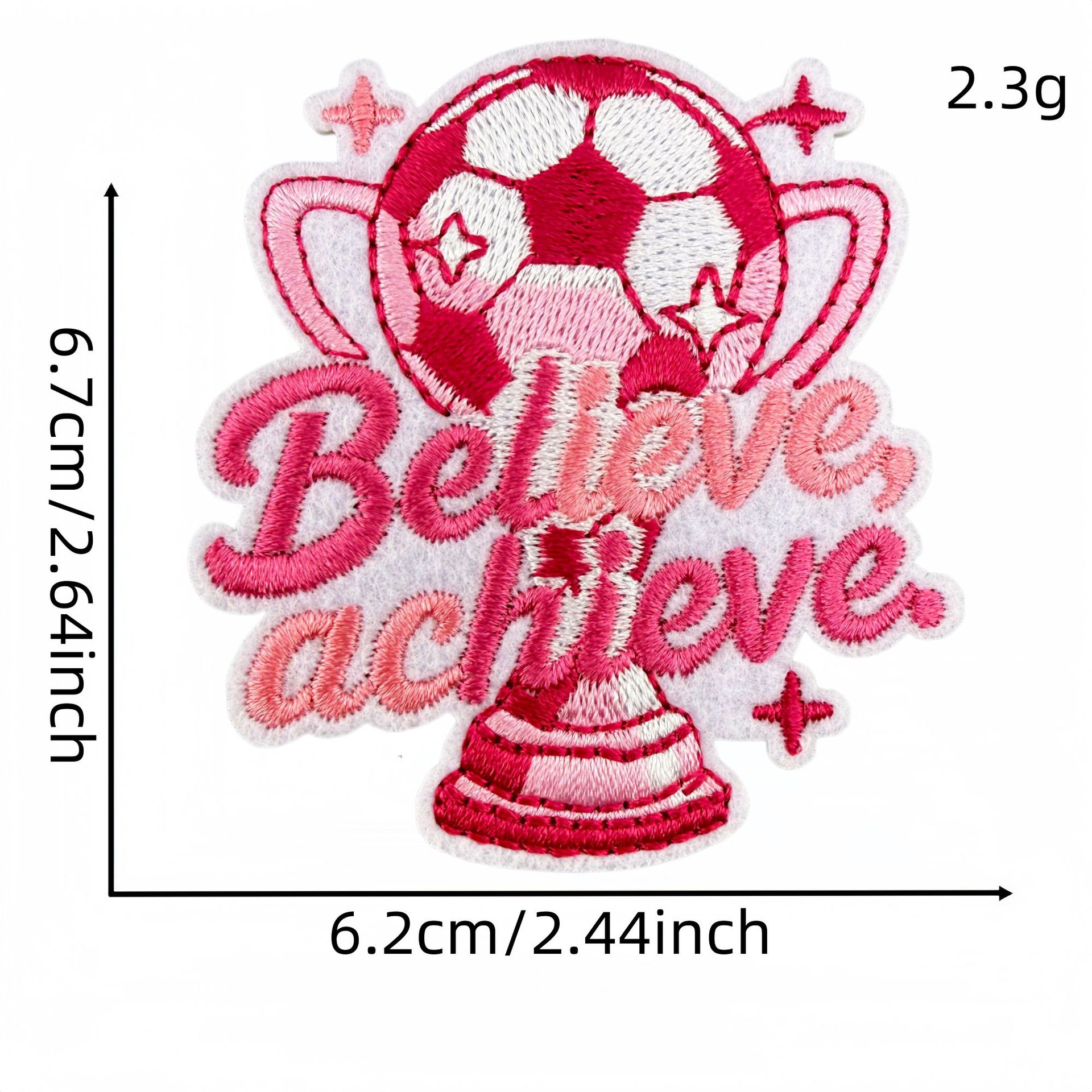 Sporty Pink Soccer Football Embroidered Patch for Clothes and Bags DIY Decorative Patches Computer Embroidery Ironing Hot Melt Glue