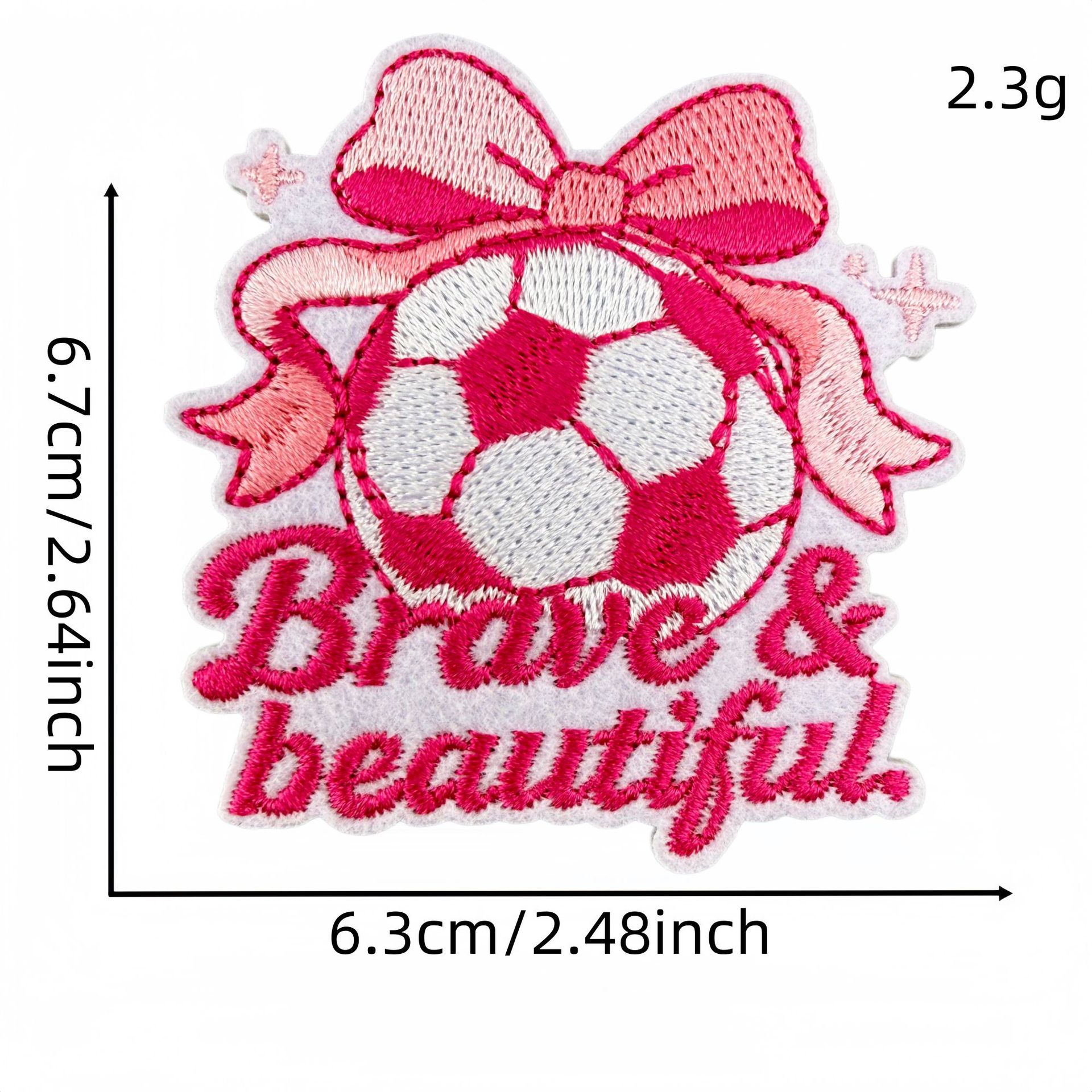 Sporty Pink Soccer Football Embroidered Patch for Clothes and Bags DIY Decorative Patches Computer Embroidery Ironing Hot Melt Glue