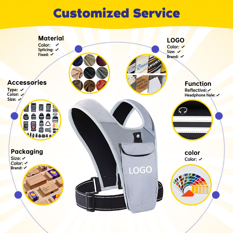 Custom Lightweight Chest Pack Adjustable Reflective Logo Trail Waterproof Running Vest Phone Holder for Tactical Vest Marathon