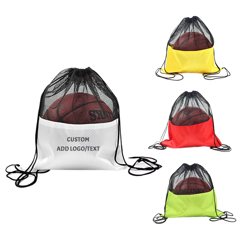 Custom logo Sports Mesh Drawstring Backpack for Basketball