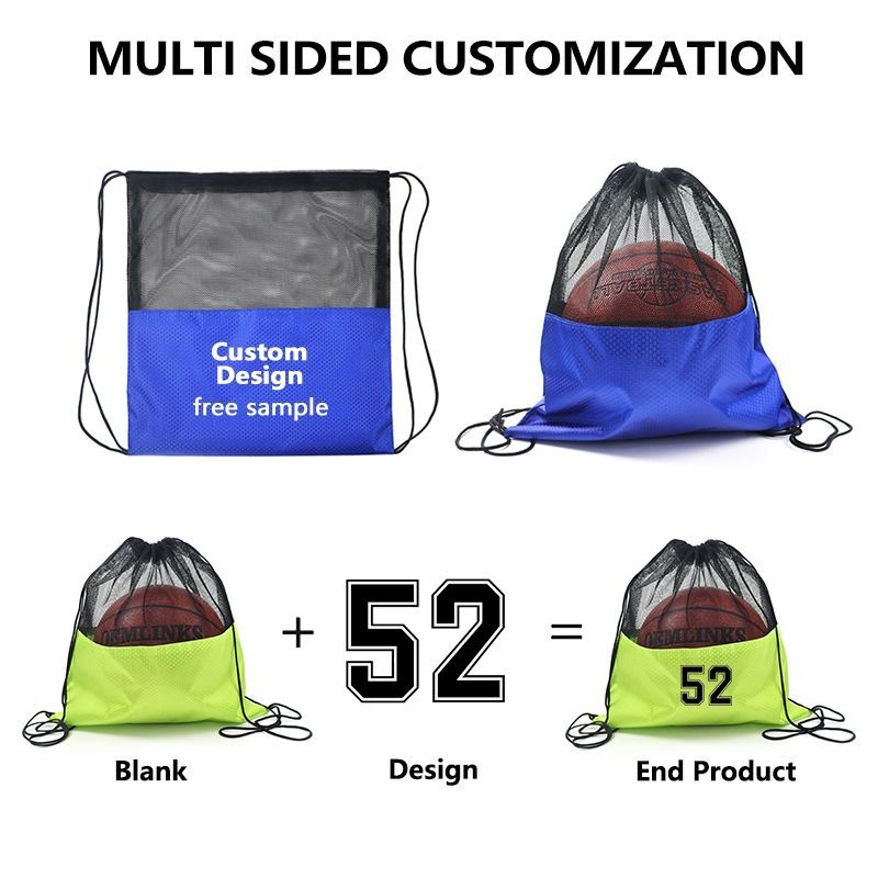 Custom logo Sports Mesh Drawstring Backpack for Basketball