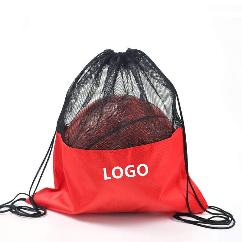 Custom logo Sports Mesh Drawstring Backpack for Basketball