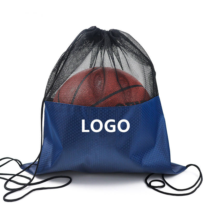 Custom logo Sports Mesh Drawstring Backpack for Basketball
