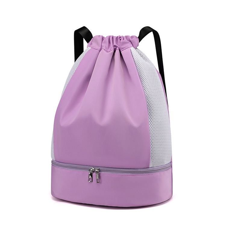 Dry-wet Separated Fitness Bag for Both Men Women Large Capacity Drawstring Closure Waterproof for Swimming Basketball Beach Use