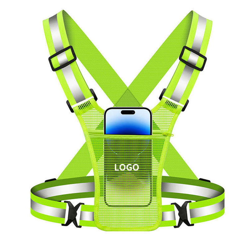 Unisex Custom Lightweight Breathable Mesh Running Vest with Reflective Logo and Phone Holder