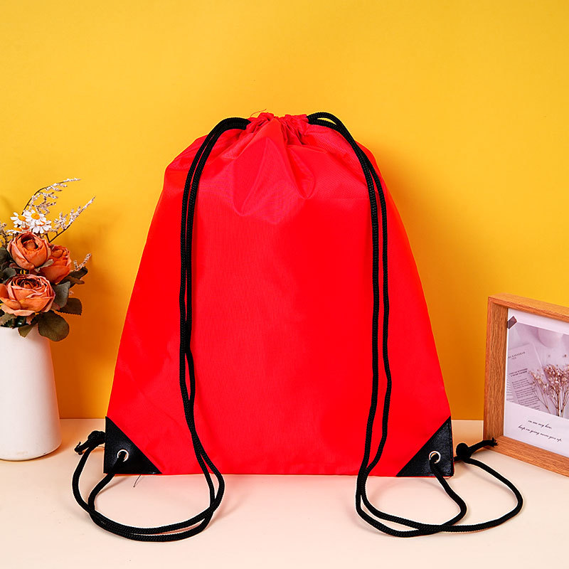 Polyester drawstring bag with custom logo, portable and waterproof, suitable for marathon races, 210D polyester drawstring bag.