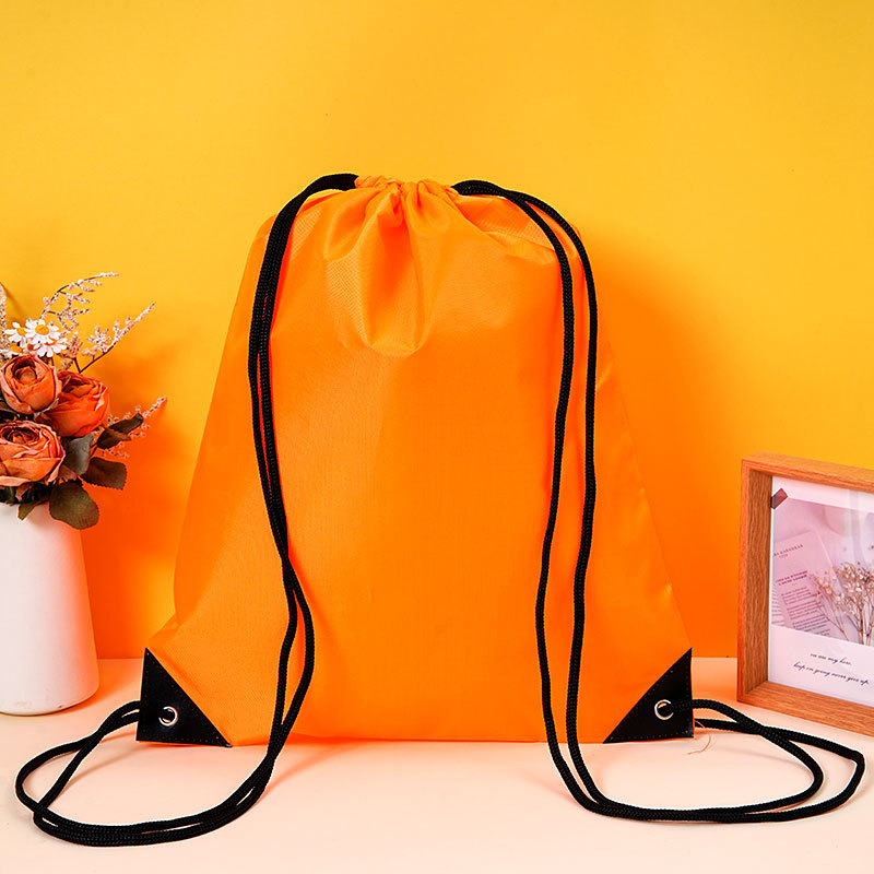 Polyester drawstring bag with custom logo, portable and waterproof, suitable for marathon races, 210D polyester drawstring bag.