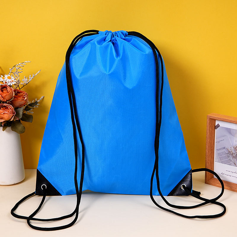 Polyester drawstring bag with custom logo, portable and waterproof, suitable for marathon races, 210D polyester drawstring bag.