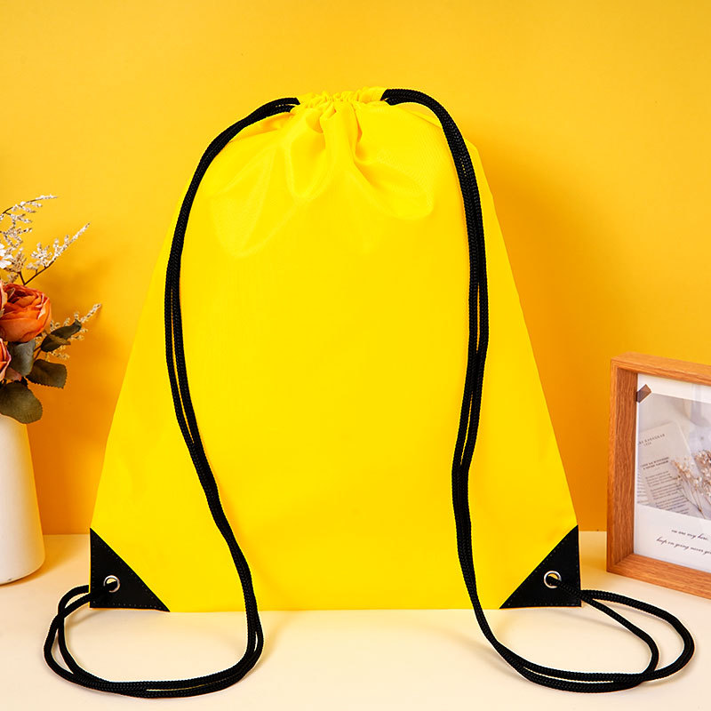 Polyester drawstring bag with custom logo, portable and waterproof, suitable for marathon races, 210D polyester drawstring bag.