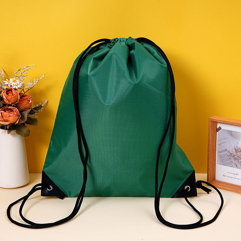 Polyester drawstring bag with custom logo, portable and waterproof, suitable for marathon races, 210D polyester drawstring bag.