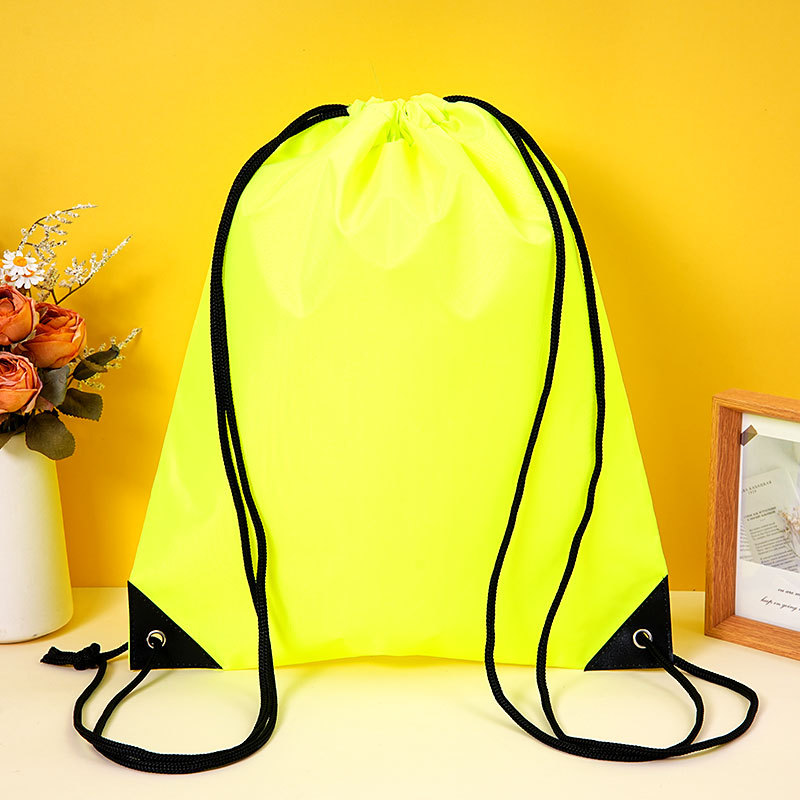 Polyester drawstring bag with custom logo, portable and waterproof, suitable for marathon races, 210D polyester drawstring bag.