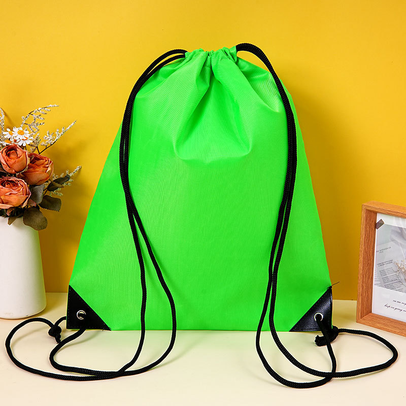 Polyester drawstring bag with custom logo, portable and waterproof, suitable for marathon races, 210D polyester drawstring bag.