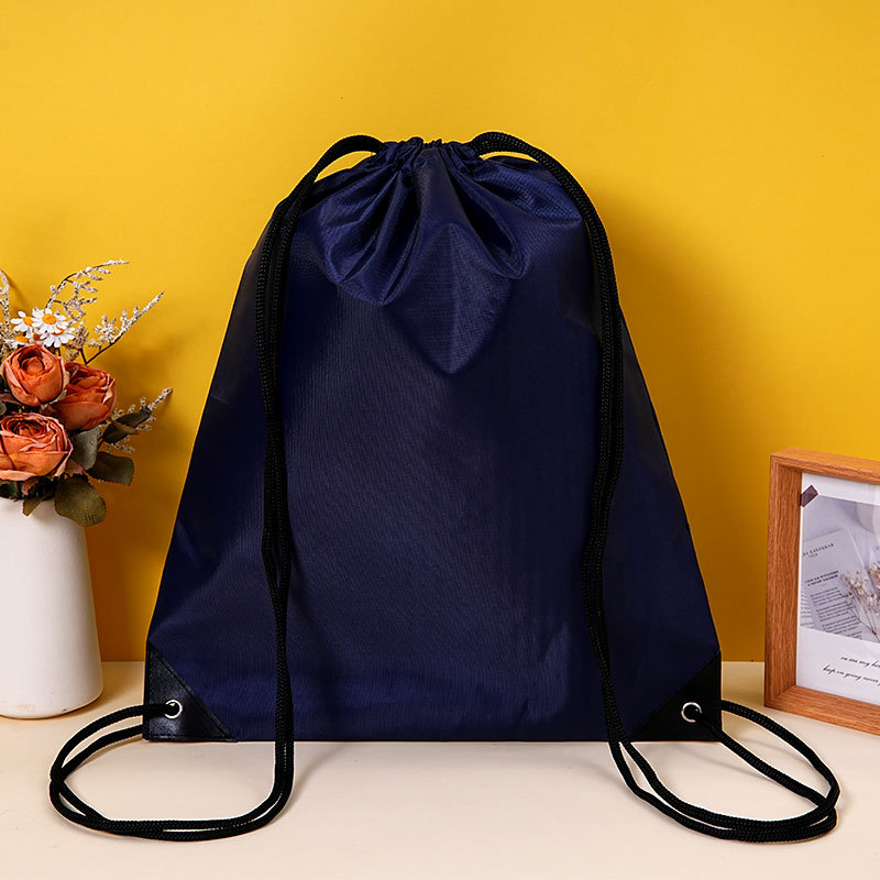 Polyester drawstring bag with custom logo, portable and waterproof, suitable for marathon races, 210D polyester drawstring bag.