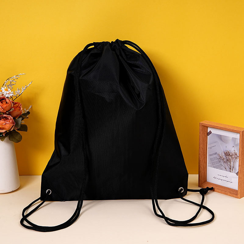 Polyester drawstring bag with custom logo, portable and waterproof, suitable for marathon races, 210D polyester drawstring bag.