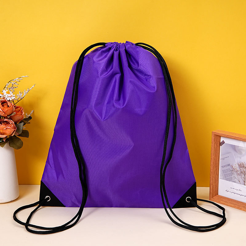 Polyester drawstring bag with custom logo, portable and waterproof, suitable for marathon races, 210D polyester drawstring bag.
