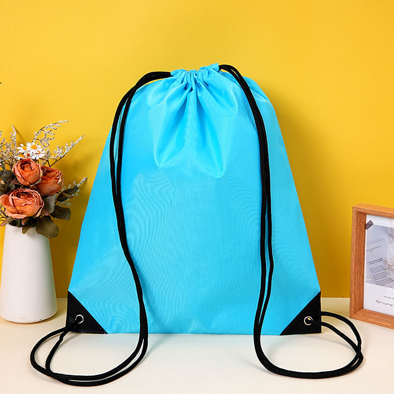 Polyester drawstring bag with custom logo, portable and waterproof, suitable for marathon races, 210D polyester drawstring bag.