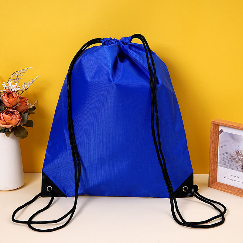 Polyester drawstring bag with custom logo, portable and waterproof, suitable for marathon races, 210D polyester drawstring bag.