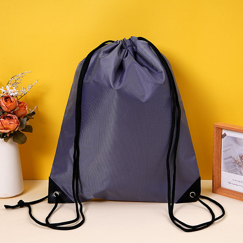 Polyester drawstring bag with custom logo, portable and waterproof, suitable for marathon races, 210D polyester drawstring bag.