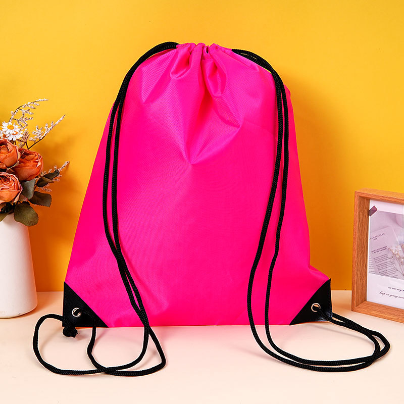 Polyester drawstring bag with custom logo, portable and waterproof, suitable for marathon races, 210D polyester drawstring bag.