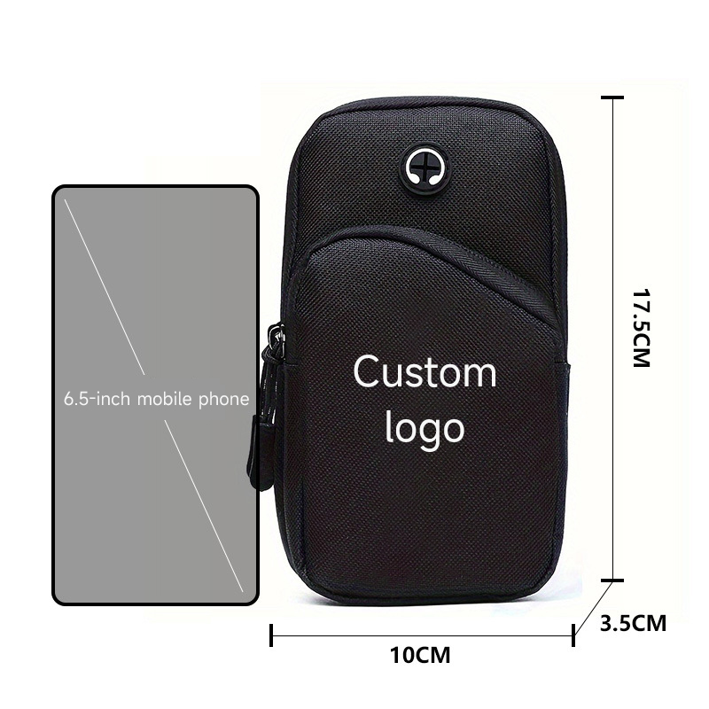 Women's Small Handbag with Cell Phone, 6.5-inch, Outdoor Sports Music Wristband, Portable Small Bag for Men, Free Logo Printing