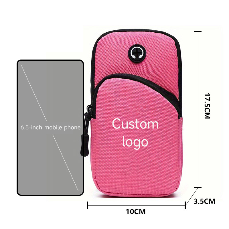 Women's Small Handbag with Cell Phone, 6.5-inch, Outdoor Sports Music Wristband, Portable Small Bag for Men, Free Logo Printing