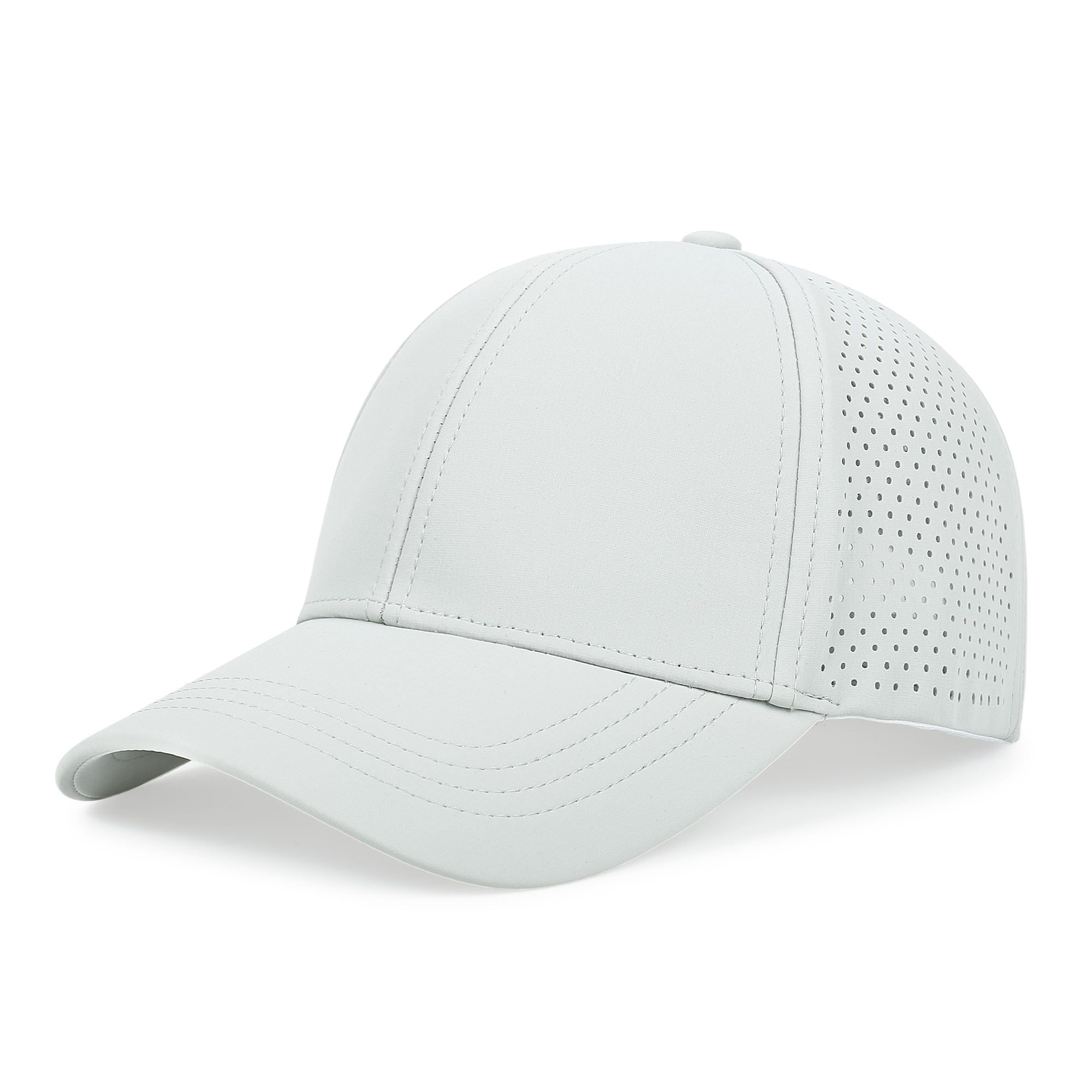 High Quality Custom Logo Laser Cut Hole Image Sporty Waterproof 6-Panel Baseball Cap with Double Breasted Buckle