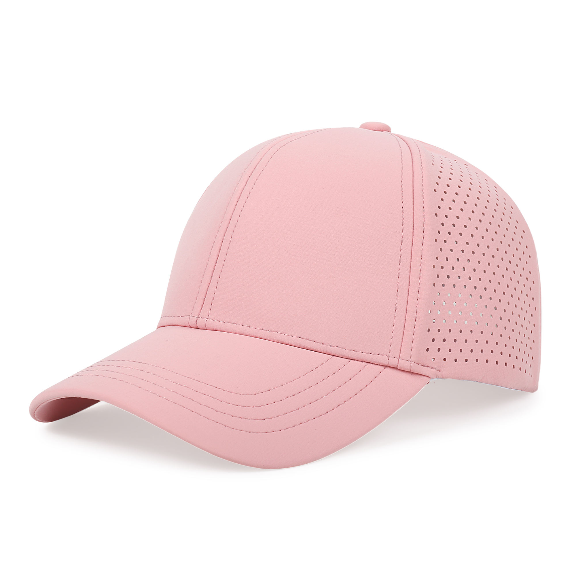 High Quality Custom Logo Laser Cut Hole Image Sporty Waterproof 6-Panel Baseball Cap with Double Breasted Buckle